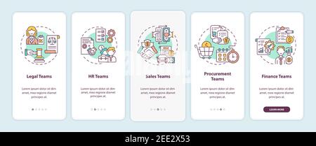 Contract management software users onboarding mobile app page screen with concepts Stock Vector