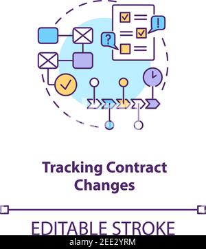 Tracking contract changes concept icon Stock Vector