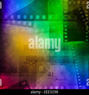 Colorful film negative frames background Stock Photo