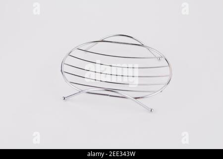 a metal soap dish on a white background Stock Photo