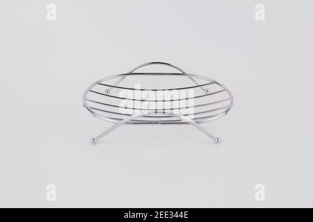 a metal soap dish on a white background Stock Photo