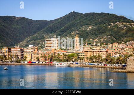 Scenic view of the town of Rapallo on the Italian Riviera Stock Photo