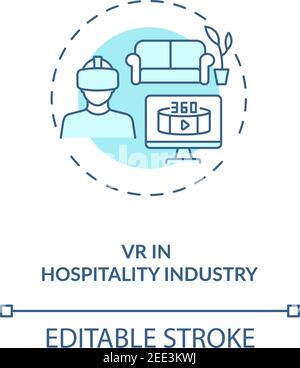VR in hospitality industry concept icon Stock Vector