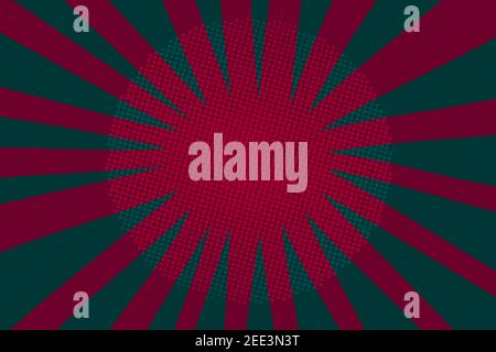 Pop art colorful comics book magazine cover. Striped green and red background. Cartoon funny retro pattern strip mock up. Vector halftone illustration Stock Vector