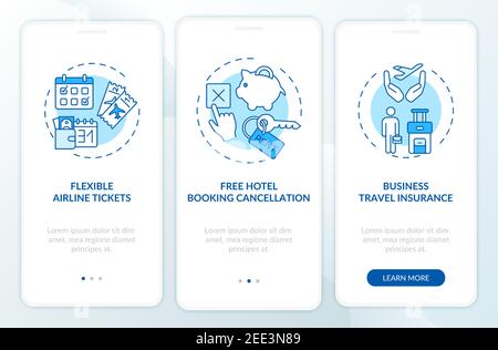 Covid related marketing tips onboarding mobile app page screen with concepts Stock Vector