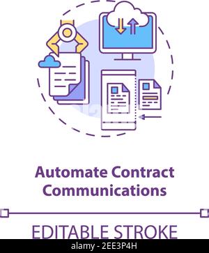 Automate contract communications concept icon Stock Vector