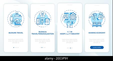 Business travel trends onboarding mobile app page screen with concepts Stock Vector