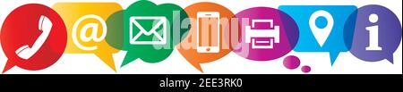 Contact icons on colorful speech bubbles vector illustration Stock Vector