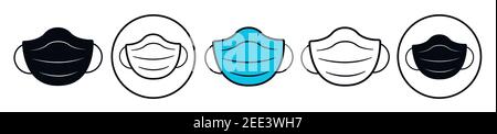 Medical face mask icon set. Vector icon isolated on white Stock Vector