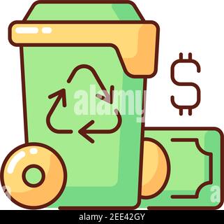 Waste management cost RGB color icon Stock Vector
