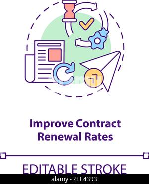 Improve contract renewal rates concept icon Stock Vector