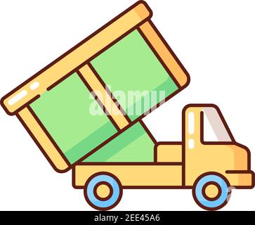 Roll-off truck RGB color icon Stock Vector
