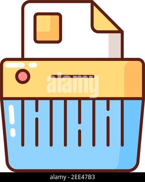 Paper shredding RGB color icon Stock Vector