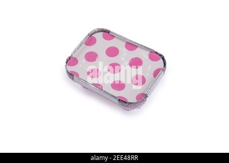 Aluminum Foil Bowl Rectangle shape on white background Stock Photo
