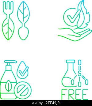 Natural cosmetics gradient linear vector icons set Stock Vector