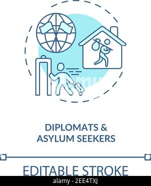 Dyplomats and asylym seekers concept icon Stock Vector