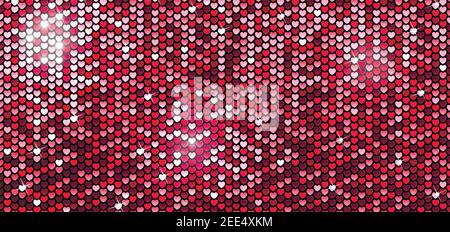 horizontal banner of red glitter hearts Stock Vector
