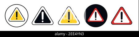 Caution warning signs set. Exclamation mark. EPS Stock Vector