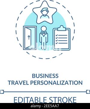 Business travel personalization concept icon Stock Vector