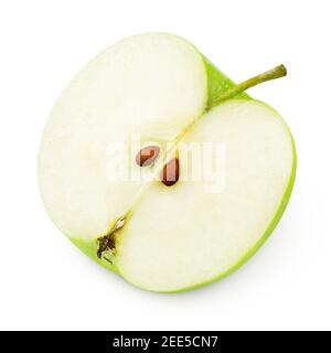 Half of ripe green apple isolated on white background with clipping path Stock Photo