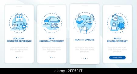 Business travel trends onboarding mobile app page screen with concepts Stock Vector