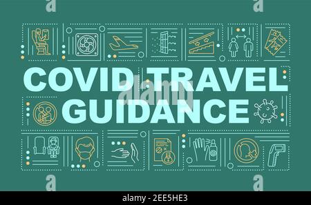 Covid travel guidance word concepts banner Stock Vector