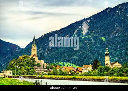 Churches in Domat, the Canton of Grisons in Switzerland Stock Photo