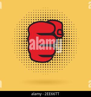 powerful male fist icon on yellow background Stock Vector