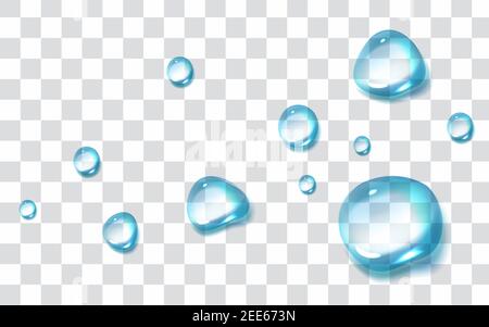 Transparent drops isolated on gray background.  Stock Vector