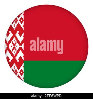 Flag of Belarus round icon, badge or button. Belarusian national symbol. Template design, vector illustration. Stock Vector