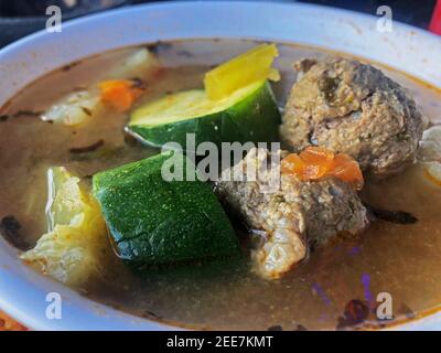 Large Bowl of Albondiga Soup Stock Photo