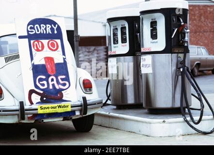 The gas crisis in 1976.  The filling stations arfound Fairfax, virginia   Photograph by Dennis Brack Stock Photo