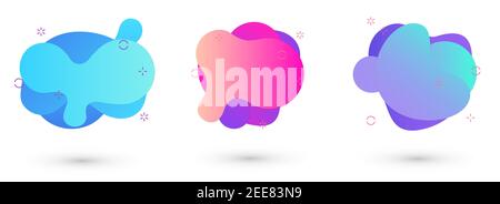 Abstract liquid backgrounds set isolated on white. Gradient abstract shapes with flowing liquid shapes. Stock Vector