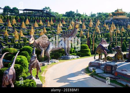 Nong Nooch Garden, PATTAYA, THAILAND - April 1, 2020: Dinosaur Valley? in Nong Nooch Tropical Botanical Garden, Pattaya, Thailand. Stock Photo