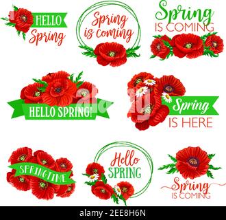 Ribbon and banner Hello. Greeting card with ribbon and word Hello ...