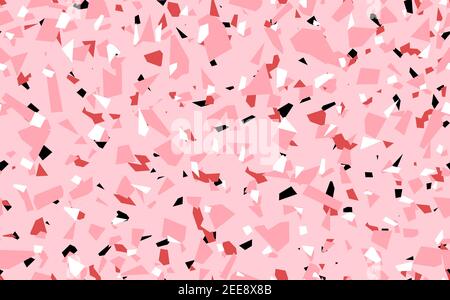 Geometric pink terrazzo seamless pattern. Abstract colourful modern background. Stone fashion design for web and print. Venetian tile, flooring home Stock Vector