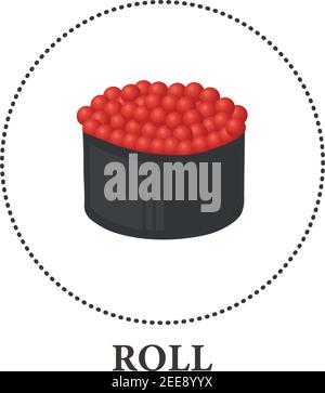 National Japanese dish Sushi rolls with caviar - Vector illustration Stock Vector