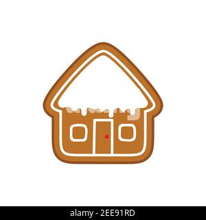 Christmas gingerbread cookie on white isolated background. Vector illustration. Stock Vector