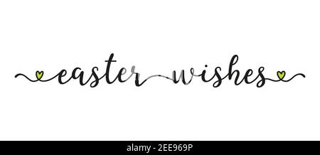 Hand sketched EASTER WISHES quote as banner. Lettering for poster, label, sticker, flyer, header, card, advertisement, announcement. Stock Vector