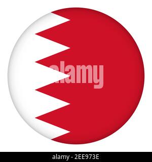 Flag of Bahrain round icon, badge or button. National symbol. Template design, vector illustration. Stock Vector