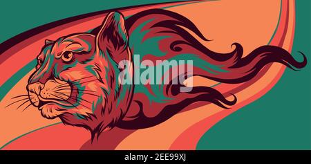 Jaguar head Flame vector illustration design art Stock Vector