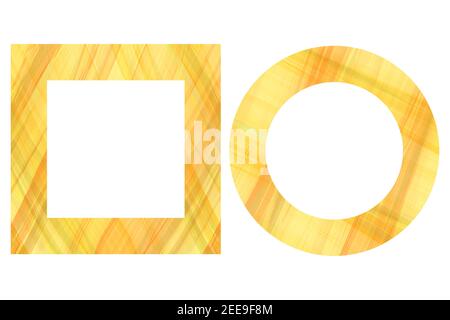 Orange, yellow watercolor painting art frame. Set of textured borders. Abstract gradient ombre texture. Watercolour wash background. Design of your Stock Vector