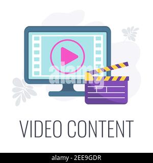 Video content icon. Video marketing. Digital marketing. Stock Vector
