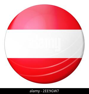 Glass light ball with flag of Austria. Round sphere, template icon. Austrian national symbol. Glossy realistic ball, 3D abstract vector illustration Stock Vector