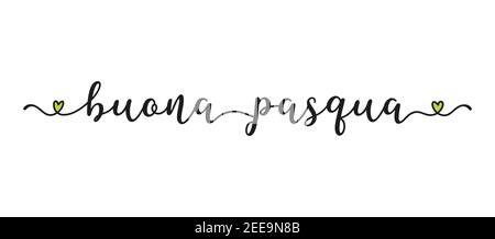 Hand sketched BUONA PASQUA quote in Italian as banner. Translated Happy Easter. Lettering for poster, label, sticker, flyer, header Stock Vector