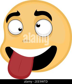 Vector illustration of emoticon with a crazy expression Stock Vector