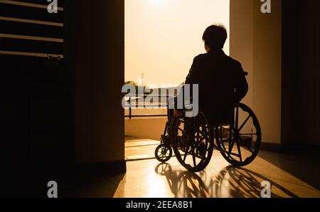 People with disabilities can access anywhere in public place with wheelchair,that make them independent in transportation Stock Photo