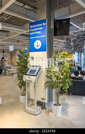 Ikea Customer Services checkpoint in Ikea store Stock Photo