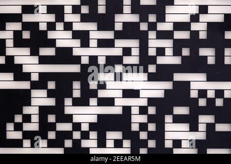 Qr code abstract pattern background, black and white, horizontal Stock Photo