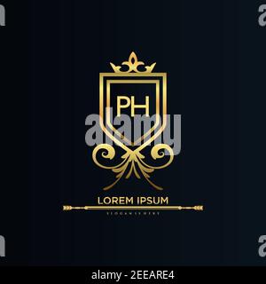 Letter Initial with Royal Template.elegant with crown logo vector, Creative Lettering Logo Vector Illustration. Stock Vector